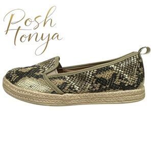 Clarks Azella Theoni Snake Print Espadrille Loafers Slip On Comfort Shoes Size 8
